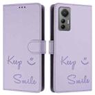 For Xiaomi 12 Lite Smile Embossing RFID Leather Phone Case(Light Purple) - 3