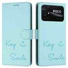 For Xiaomi Poco C40 Smile Embossing RFID Leather Phone Case(Mint Green) - 3