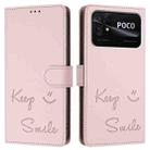 For Xiaomi Poco C40 Smile Embossing RFID Leather Phone Case(Pink) - 3