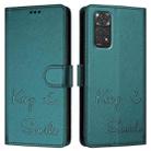 For Xiaomi Poco M4 Pro 5G Smile Embossing RFID Leather Phone Case(Peacock Green) - 3