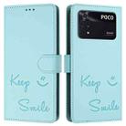 For Xiaomi Poco M4 Pro 4G Smile Embossing RFID Leather Phone Case(Mint Green) - 3