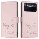 For Xiaomi Poco X4 Pro 5G Smile Embossing RFID Leather Phone Case(Pink) - 3