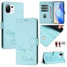 For Xiaomi Mi 11 Lite 4G / 5G Smile Embossing RFID Leather Phone Case(Mint Green) - 1