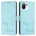 For Xiaomi Mi 11 Lite 4G / 5G Smile Embossing RFID Leather Phone Case(Mint Green) - 3