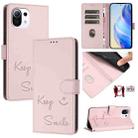 For Xiaomi Mi 11 Lite 4G / 5G Smile Embossing RFID Leather Phone Case(Pink) - 1