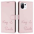 For Xiaomi Mi 11 Lite 4G / 5G Smile Embossing RFID Leather Phone Case(Pink) - 3