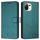 For Xiaomi Mi 11 Lite 4G / 5G Smile Embossing RFID Leather Phone Case(Peacock Green) - 3
