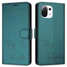 For Xiaomi 11 Lite 5G NE Smile Embossing RFID Leather Phone Case(Peacock Green) - 3