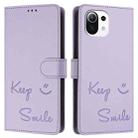 For Xiaomi 11 Lite 5G NE Smile Embossing RFID Leather Phone Case(Light Purple) - 3