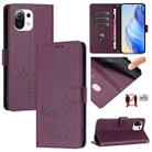 For Xiaomi 11 Lite 5G NE Smile Embossing RFID Leather Phone Case(Violet) - 1