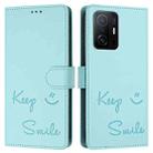 For Xiaomi 11T / 11T Pro Smile Embossing RFID Leather Phone Case(Mint Green) - 3