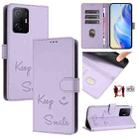 For Xiaomi 11T / 11T Pro Smile Embossing RFID Leather Phone Case(Light Purple) - 1