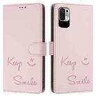 For Xiaomi Poco M3 Pro Smile Embossing RFID Leather Phone Case(Pink) - 3