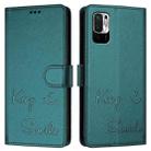 For Xiaomi Poco M3 Pro Smile Embossing RFID Leather Phone Case(Peacock Green) - 3