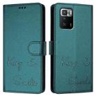 For Xiaomi Poco X3 GT Smile Embossing RFID Leather Phone Case(Peacock Green) - 3