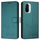 For Xiaomi Poco F3 Smile Embossing RFID Leather Phone Case(Peacock Green) - 3