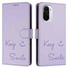 For Xiaomi Poco F3 Smile Embossing RFID Leather Phone Case(Light Purple) - 3