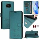 For Xiaomi Poco X3 / X3 NFC / X3 Pro Smile Embossing RFID Leather Phone Case(Peacock Green) - 1