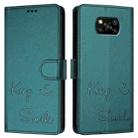 For Xiaomi Poco X3 / X3 NFC / X3 Pro Smile Embossing RFID Leather Phone Case(Peacock Green) - 3