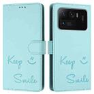 For Xiaomi Mi 11 Ultra Smile Embossing RFID Leather Phone Case(Mint Green) - 3