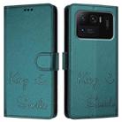 For Xiaomi Mi 11 Ultra Smile Embossing RFID Leather Phone Case(Peacock Green) - 3