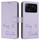 For Xiaomi Mi 11 Ultra Smile Embossing RFID Leather Phone Case(Light Purple) - 3