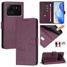 For Xiaomi Mi 11 Ultra Smile Embossing RFID Leather Phone Case(Violet) - 1