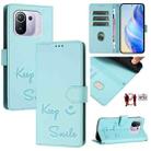 For Xiaomi Mi 11 Pro Smile Embossing RFID Leather Phone Case(Mint Green) - 1