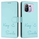 For Xiaomi Mi 11 Pro Smile Embossing RFID Leather Phone Case(Mint Green) - 3