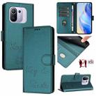 For Xiaomi Mi 11 Pro Smile Embossing RFID Leather Phone Case(Peacock Green) - 1