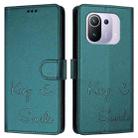 For Xiaomi Mi 11 Pro Smile Embossing RFID Leather Phone Case(Peacock Green) - 3