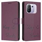 For Xiaomi Mi 11 Pro Smile Embossing RFID Leather Phone Case(Violet) - 3