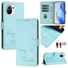 For Xiaomi Mi 11 Smile Embossing RFID Leather Phone Case(Mint Green) - 1