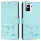 For Xiaomi Mi 11 Smile Embossing RFID Leather Phone Case(Mint Green) - 3