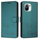 For Xiaomi Mi 11 Smile Embossing RFID Leather Phone Case(Peacock Green) - 3