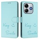 For Xiaomi Poco M7 Pro 5G Smile Embossing RFID Leather Phone Case(Mint Green) - 2