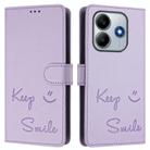 For Xiaomi Poco M7 Pro 5G Smile Embossing RFID Leather Phone Case(Light Purple) - 2