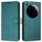For Xiaomi 15 Ultra Smile Embossing RFID Leather Phone Case(Peacock Green) - 2