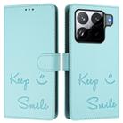 For Xiaomi 15S Pro 5G Smile Embossing RFID Leather Phone Case(Mint Green) - 2