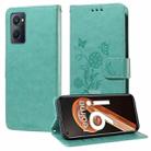 For Realme 9i / A36 4G / A76 4G Global Embossed Butterfly Flowers Leather Phone Case(Green) - 1