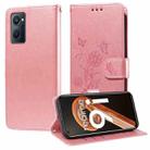 For Realme 9i / A36 4G / A76 4G Global Embossed Butterfly Flowers Leather Phone Case(Rose Gold) - 1