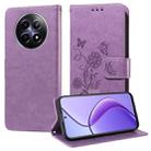 For Realme 12 5G / 12x 5G / C65 5G Global Embossed Butterfly Flowers Leather Phone Case(Purple) - 1