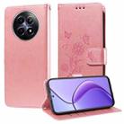 For Realme 12 5G / 12x 5G / C65 5G Global Embossed Butterfly Flowers Leather Phone Case(Rose Gold) - 1