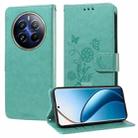 For Realme 12 Pro / 12 Pro+  / P1 Pro Global Embossed Butterfly Flowers Leather Phone Case(Green) - 1