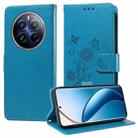 For Realme 12 Pro / 12 Pro+  / P1 Pro Global Embossed Butterfly Flowers Leather Phone Case(Blue) - 1