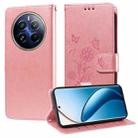 For Realme 13 Pro / 13 Pro+ Embossed Butterfly Flowers Leather Phone Case(Rose Gold) - 1