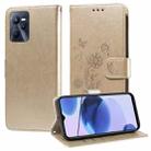 For Realme C35 4G / Narzo 50A Prime Embossed Butterfly Flowers Leather Phone Case(Gold) - 1