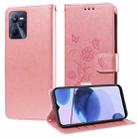 For Realme C35 4G / Narzo 50A Prime Embossed Butterfly Flowers Leather Phone Case(Rose Gold) - 1