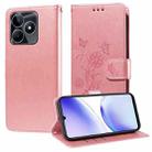 For Realme C51 / C53 / Narzo N53 / Note 50 Embossed Butterfly Flowers Leather Phone Case(Rose Gold) - 1