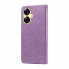 For Realme C55 Embossed Butterfly Flowers Leather Phone Case(Purple) - 3